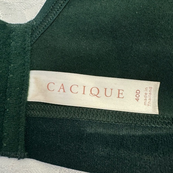 Cacique Bra Size 40D Unlined Full Coverage No‎ Wire Green Lace Stained - Picture 8 of 11